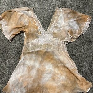 Free People Boho Tie-Dye Lace Trim Dress